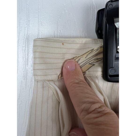 80s Liz Claiborne Size 14 Rayon Midi Pleated Pastel Feather Cream Stripe Skirt - Picture 4 of 10